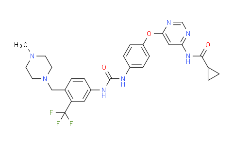 SL12867 | 1421227-52-2 | N-(6-(4-(3-(4-((4-methylpiperazin-1-yl)methyl)-3-(trifluoromethyl)phenyl)ureido)phenoxy)pyrimidin-4-yl)cyclopropanecarboxamide