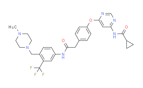 SL12868 | 1421227-53-3 | N-(6-(4-(2-(4-((4-METHYLPIPERAZIN-1-YL)METHYL)-3-(TRIFLUOROMETHYL)PHENYLAMINO)-2-OXOETHYL)PHENOXY)PYRIMIDIN-4-YL)CYCLOPROPANECARBOXAMIDE