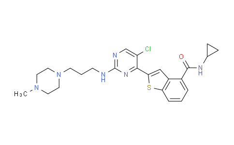 SL12922 | 946518-61-2 | 2-[5-氯-2-[[3-(4-甲基-1-哌嗪基)丙基]氨基]-4-嘧啶基]-N-环丙基苯并[B]噻吩-4-甲酰胺