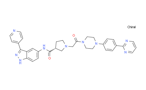 SL12936 | 942183-80-4 | (R)-1-(2--2-氧(4-(4-(嘧啶-2-基)苯基)对二氮己环-1-基)乙基)-N-(3-(吡啶-4-基)-1H--5INDAZOL-基)吡咯烷-3-甲酰胺
