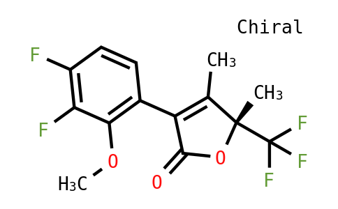 OF26540 | 2875066-35-4 | 2(5H)-Furanone, 3-(3,4-difluoro-2-methoxyphenyl)-4,5-dimethyl-5-(trifluoromethyl)-, (5R)-