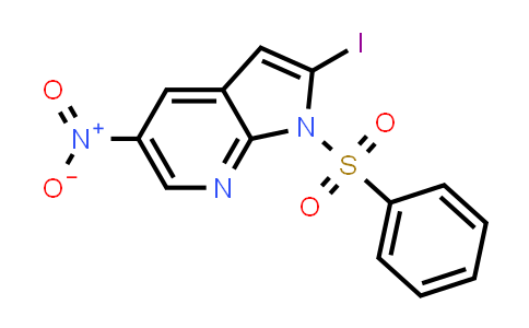 1H-Pyrrolo[2,3-B]pyridine, 2-iodo-5-nitro-1-(phenylsulfonyl)-