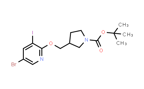 tert-Butyl 3-((5-bromo-3-iodopyridin-2-yloxy)-methyl)pyrrolidine-1-carboxylate