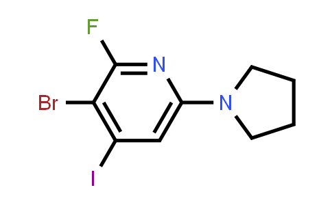 3-Bromo-2-fluoro-4-iodo-6-(pyrrolidin-1-yl)-pyridine