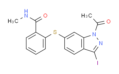 2-((1-Acetyl-3-iodo-1H-indazol-6-yl)thio)-N-methylbenzamide (Axitinib Impurity)