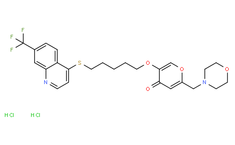5-(5-(7-(Trifluoromethyl)quinolin-4-ylthio)pentyloxy)-2-(morpholinomethyl)-4H-pyran-4-one  dihydrochloride