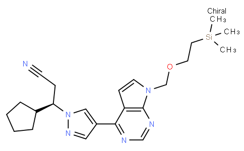 (3R)-3-cyclopentyl-3-[4-(7-[2-(trimethylsilyl)ethoxy]methyl-7H-pyrrolo[2,3-d]-pyrimidin-4-yl)-1H-pyrazol-1-yl]propanenitrile