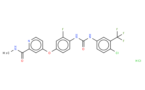 2-Pyridinecarboxamide, 4-[4-[[[[4-chloro-3-(trifluoromethyl)phenyl]amino]carbonyl]amino]-3-fluoro phenoxy]-N-methyl-, monohydrochloride