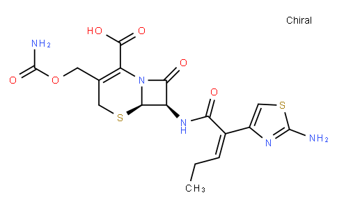 (6R,7R)-3-[[(Aminocarbonyl)oxy]methyl]-7-[[(2Z)-2-(2-amino-4-thiazolyl)-1-oxo-2-pentenyl]amino]-8-oxo-5-thia-1-azabicyclo[4.2.0]oct-2-ene-2-carboxylic acid