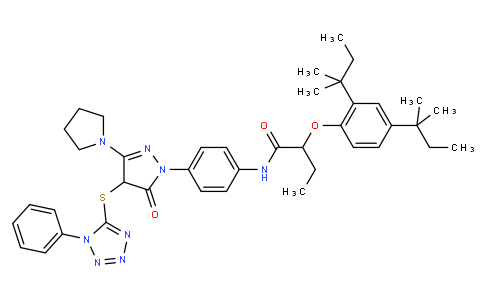 2-(2,4-Bis(1,1-dimethylpropyl)phenoxy)-N-(4-(4,5-dihydro-5-oxo-4-((1-phenyl-1H-tetrazol-5-yl)thio)-3-(1-pyrrolidinyl)-1H-pyrazol-1-yl)phenyl)butanamide