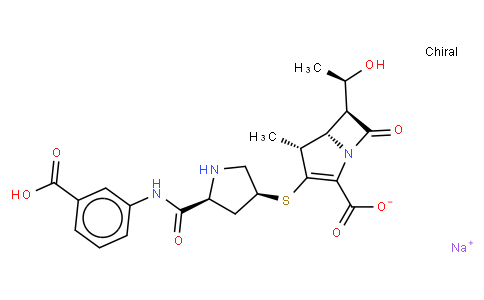 1-Azabicyclo(3.2.0)hept-2-ene-2-carboxylic acid, 3-(((3S,5S)-5-(((3-ca rboxyphenyl)amino)carbonyl)-3-pyrrolidinyl)thio)-6-((1R)-1-hydroxyethy l)-4-methyl-7-oxo-, monosodium salt, (4R,5S,6S)-