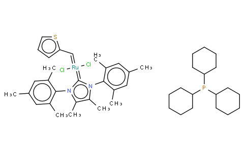 Tricyclohexylphosphine[4,5-dimethyl-1,3-bis(2,4,6-trimethylphenyl)imidazol-2-ylidene][2-thienylmethylene] ruthenium(II) dichloride, min. 95%　