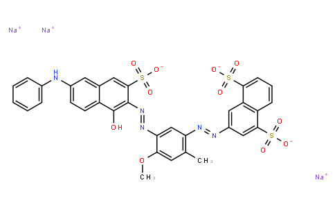 M10828 | trisodium 3-[[4-[[6-(anilino)-1-hydroxy-3-sulphonato-2-naphthyl]azo]-5-methoxy-o-tolyl]azo]naphthalene-1,5-disulphonate